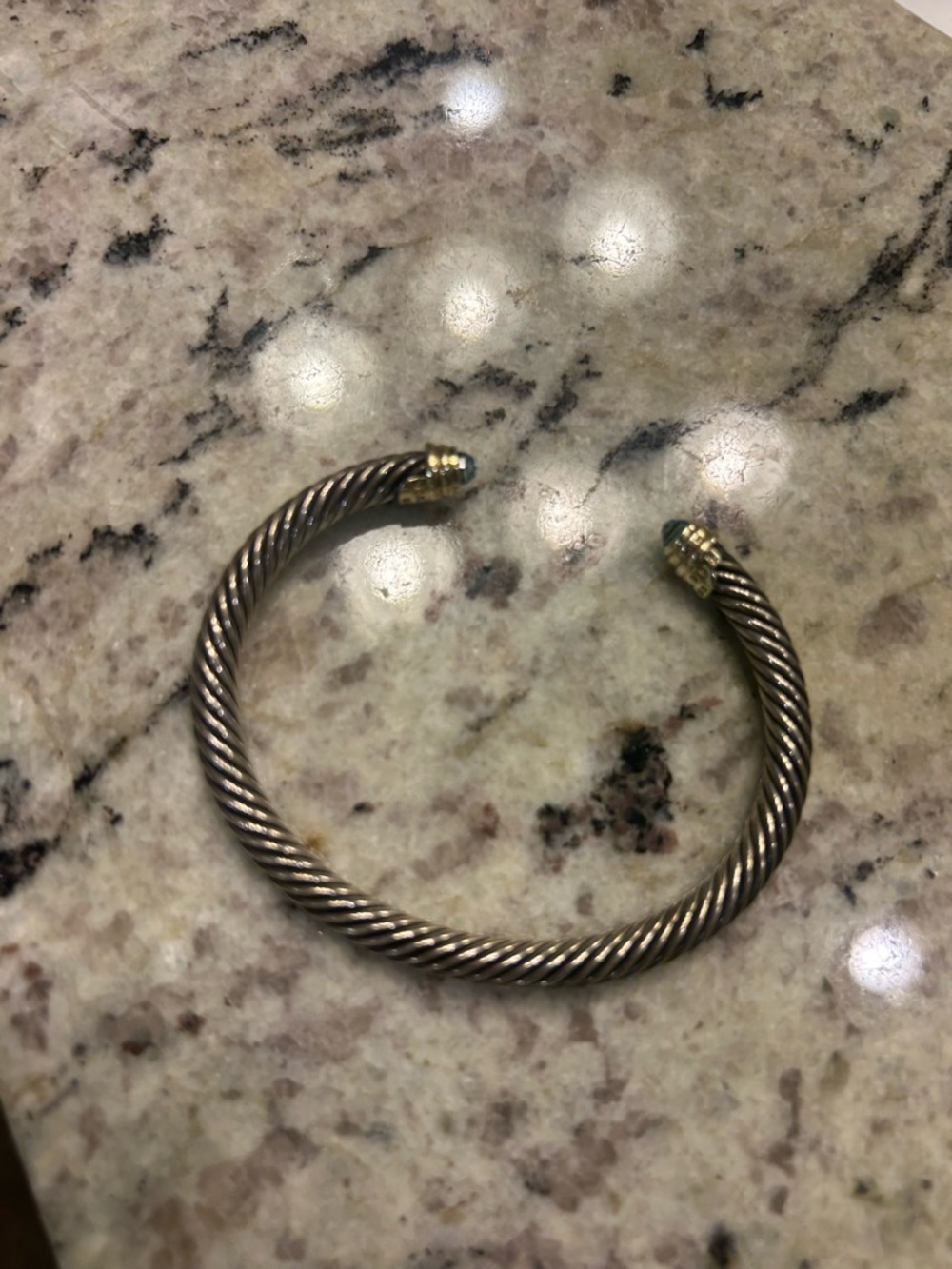 David Yurman Two-Tone Cable Cuff Bracelet - Silver and Gold Accents